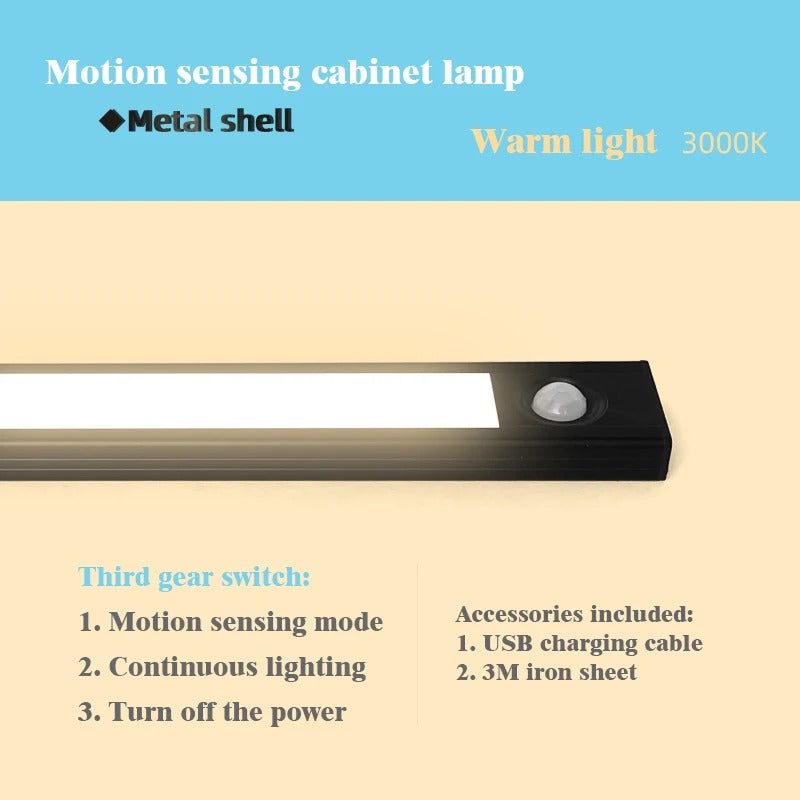 Motion-Sensor USB Rechargeable Cabinet Night Light.