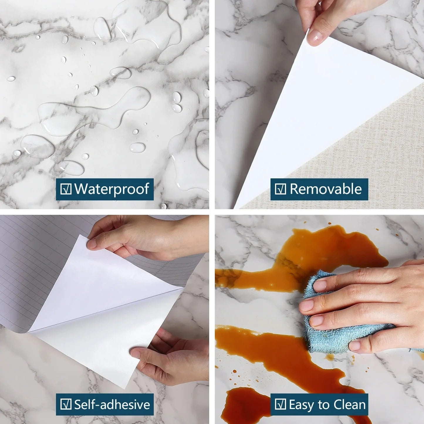 Thick Waterproof PVC Marble Paper Roll
