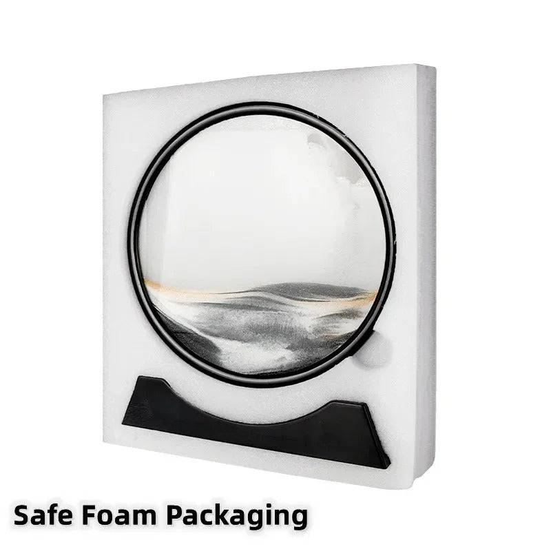 3D Deep Sea Sandscape: Round Glass Art, Ideal Home Gift.